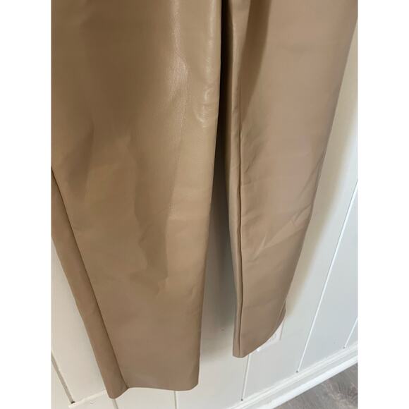 Wildred Tan Faux Leather Pants Size 2 High Rise Straight Leg - Picture 6 of 10